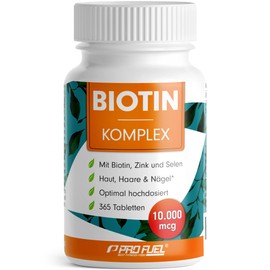 Biotin High Dose 10,000 mcg - 365 Biotin Tablets with Zinc & Selenium - Biotin Complex for Hair Growth, Skin & Nails - Laboratory Tested with Certificate - 100% Vegan - Storage Pack for 1 Year