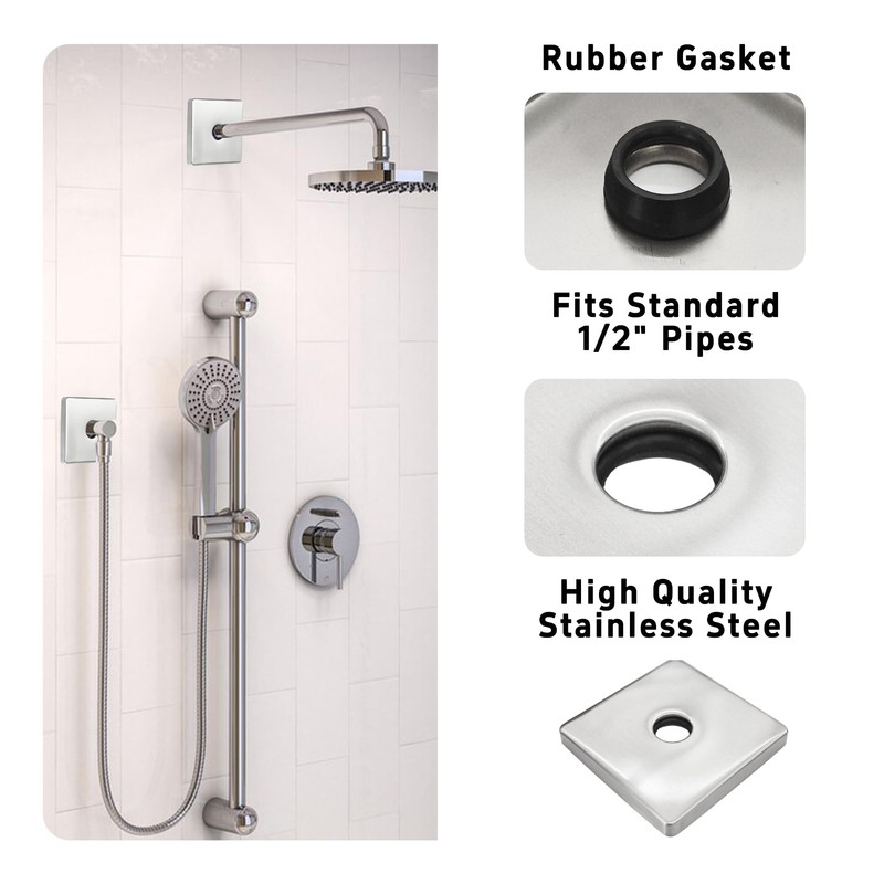 bociloy 3.5 Inch Large Square Shower Arm Flange Cover, Modern
