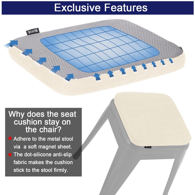 BUYUE Friendly Woven Fabric Magnetic Bar Stool Cushion 1 Piece,