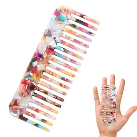 1pcs Acetate Plate Wide Tooth Comb for Detangling Hair, No Handle Styling Comb for Curly, Wavy and Thick Hair, Marble Pattern Hair Comb for Women and Men