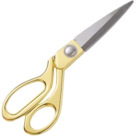 CABODYALS 8 Inch Stainless Steel Metal Fabric Scissors Sewing Gold Edge Heavy Duty Tailor Dressmaker Craft Shears with Alloy Handle for Thread Needlework Yarn Cutting Clothes Tailoring