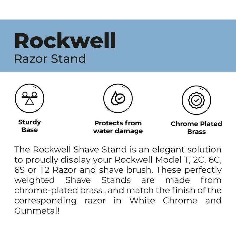 Rockwell Razors White Chrome Plated Safety Razor Stand for Rockwell