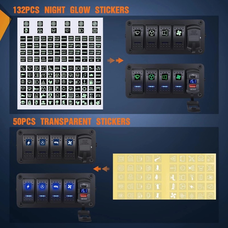 Nilight 4 Gang Rocker Switch Box 12V SPST ON Off