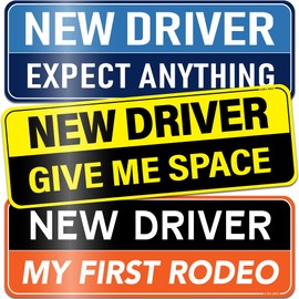 3-Pack HEY-OKEY New Student Driver Magnet for Car – Metal Only (Not for Plastic/Aluminum) – Funny Please Be Patient Reflective Magnetic Bumper Sticker – Removable Rookie Safety Signs – 10 x 3.5 in
