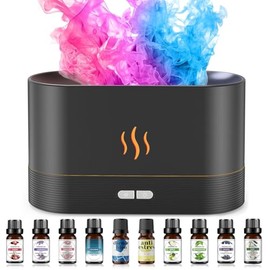 Tucorresi Difusor de Aceites Esenciales Humificador de Aromas de 180ml,10 Botellas de Aceites Esenciales - Humidificador Lmpara Nocturna con Forma de 