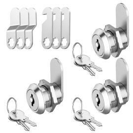 Jayseon 3 Pack Cabinet Locks with Keys, Mailbox Lock Cam Locks 5/8" Keyed Alike, Toolbox Lock Replacement Lock for Toolbox Locks with Keys, Zinc Alloy