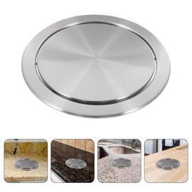Zerodeko Built-in Countertop Trash Bin Waste Lid Balance Flap Cover Stainless Steel Kitchen Garbage Can Grommet Recessed Trash Can Lid