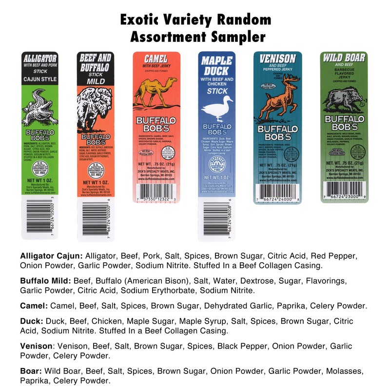 Buffalo Bob's Wild Game Meat Snacks (6 Pack), Beef Variety