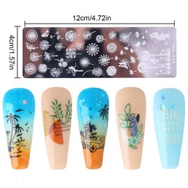 LEEQ Manicure Template - 6 Pieces Nail Art Stamper, Nail Art Tools, Durable Nail Stencils for Nail DIY Decoration, European Retro Pattern: Dream Catcher, Leaf, Jewellery, Cat, Eastar Egg