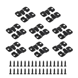8 Pairs Interlocking Flush Mount Bracket Picture Hanging Hooks Stainless Steel Heavy Duty Photo Frame Hook Large Picture Hanger Buckle Furniture Connector Headboard Wall Mounting Hardware（Black）