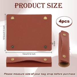 OLYCRAFT 4Pcs Brown Handbag Handle Cover Luggage Handle Wrap 13x10.5cm Leather Luggage Grip Protector 4mm Thick Handbag Grip Cover Protector for Suitcase Grocery Shopping Bag Tote Bag Wallet