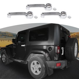 JOSHELA for Jeep JK Door Handle Cover Trim Chrome for Jeep Wrangler JK 2DR 2007-2017 Chrome Silver Exterior Accessories 3pcs