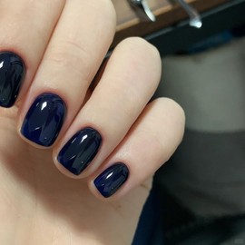 [ALLEVG] Nail Tip, Blue, 24 Pieces, Nail Tip, Short, Autumn, Winter, Popular Japanese Style, Cute, Simple, Stylish, Shiny, False Nails, Blue, Cute, Short False Nail, Nail Tip, Blue, Simple Nail Tip,