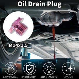 Partuto M14*1.5 Oil Drain Plug Titanium Alloy Oil Pan Drain Bolt Screw Thread Repair Pink 1 Pcs