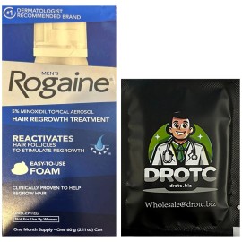 Rogaine Men’s One Month Supply Hair Growth Foam 2.11 Oz - Bonus Dr OTC Wipe