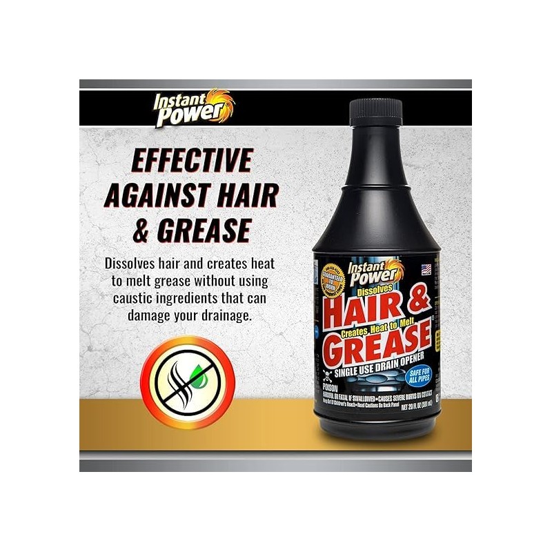 Instant Power Hair & Grease Liquid Drain Opener 20 oz.