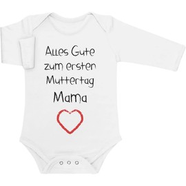 Shirtgeil “Alles Gute zum ersten Muttertag Mama” (German) – Gift for Mother’s, Baby Long-Sleeved Bodysuit - 62/68 (3-6M)