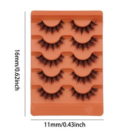 3D Natural Look False Eyelashes, 5 Pairs/tray Wispy Cat Eye Faux Strip Lashes, Self Grafting Curl Eyelash, Volumized False Eyelashes for Women & Girls