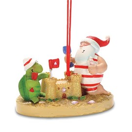 Cape Shore Santa Turtle Sandcastle Island Resin Christmas Tree Ornament