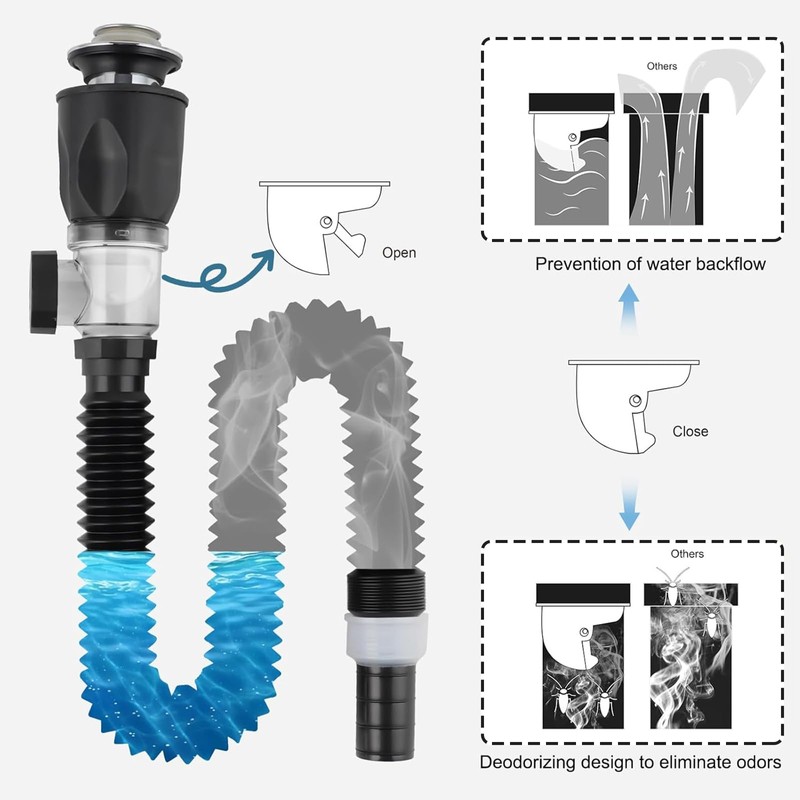 BDHYYM Siphon Sink Drain Pipe, Drain Fitting, Sink, Flexible Drain
