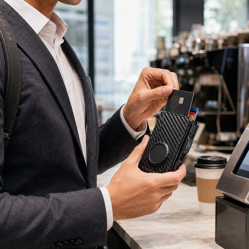 RFID Blocking Carbon Fiber Wallet for Cards and Cash -