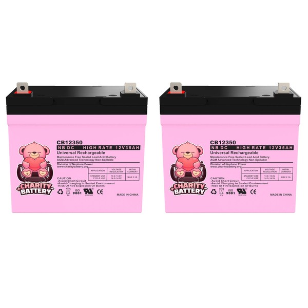 Charity Battery CB12350 12V 35Ah SLA Battery Replacement for Jazzy Select GT Power Chair Scooter Replacement Battery - 2 Pack