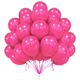 Pink Balloons, 50 Pcs 12 Inch Hot Pink Balloons, Matte Dark Pink Latex Balloons, Party Balloons for kids, Balloons for Pink Baby Shower, Wedding, Valentine's Day, Birthday Party Decorations