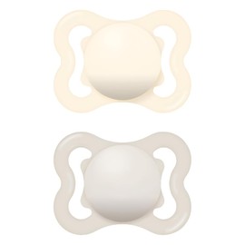MAM Air Set of 2 Rubber Soothers with Dummy Holder, 2-6 Months, Neutral
