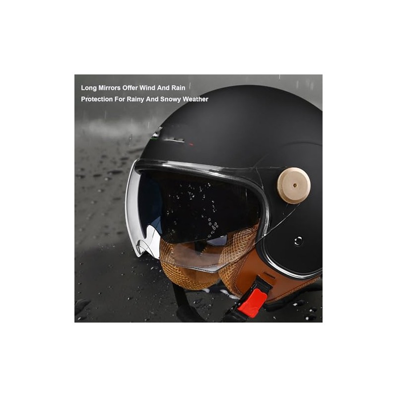 Double Visor Open Face Motorcycle Helmet Retro Jet Helmet Half