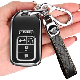 for Honda Key Fob Cover - Soft TPU Key Fob Case Shell Cover Holder for Honda Accord Civic CRV Pilot Odyssey Smart Key Keyless Remote Key Fob Cover for Honda Black