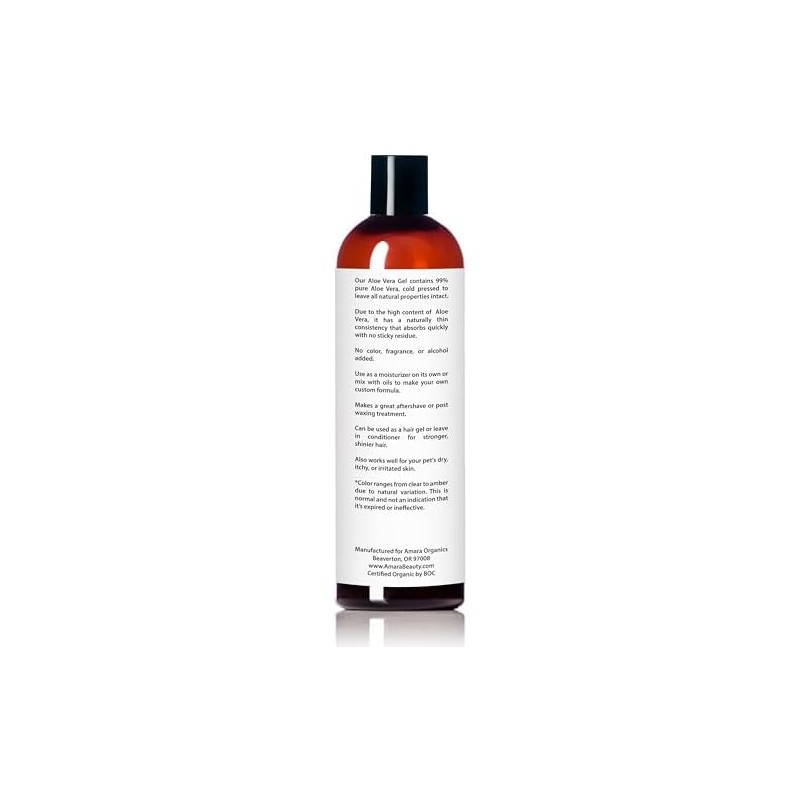 Amara Organics Aloe Vera Gel from Organic Cold Pressed Aloe,