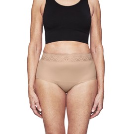 Thinx For All Leaks Hi-Waist Underwear, Holds up to 100ml or 6tbps or 1/4 Cup Worth of Liquid*, Light Absorbency Incontinence Underwear for Women, FSA HSA Approved Feminine Care, Beige, XXXL