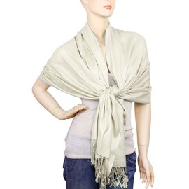 Falari Women's Solid Color Pashmina Shawl Wrap Scarf 80" X 27" Off-white