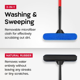 Tyroler Professional Window Squeegee for Home, 1-12.5 Ft Squeegee for Window Cleaning, 2-in-1 Window Cleaning Squeegee Kit, Indoor & Outdoor Window Cleaner Tool for High Windows & Glass