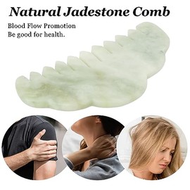 ZJchao Peine de Masaje de Jade, Peine de Piedra Jade para Masajear el Cuero Cabelludo Herramienta Peines de Gua Sha Raspar Masaje Meridianos Cabeza Relajación Corporal para el cuero cabelludo