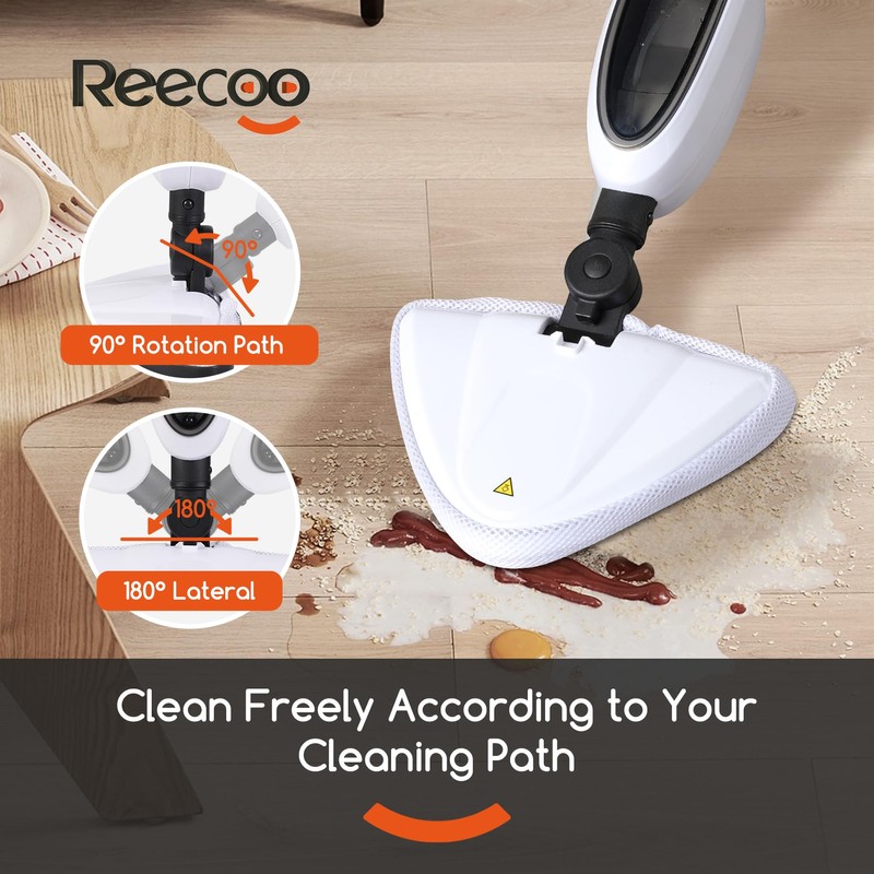 REECOO Steam Mop with Attachments,20s Rapid Heating,Lightweight Floor Steamer for