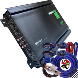 Audio360 AD1600.4 4-Channel Car Amplifier Bundle, 1600W Max Power, Includes 4-Gauge Amp Wiring Kit, Compact Class AB Bridgeable Amp with Dual 25A Fuses, 90dB SNR
