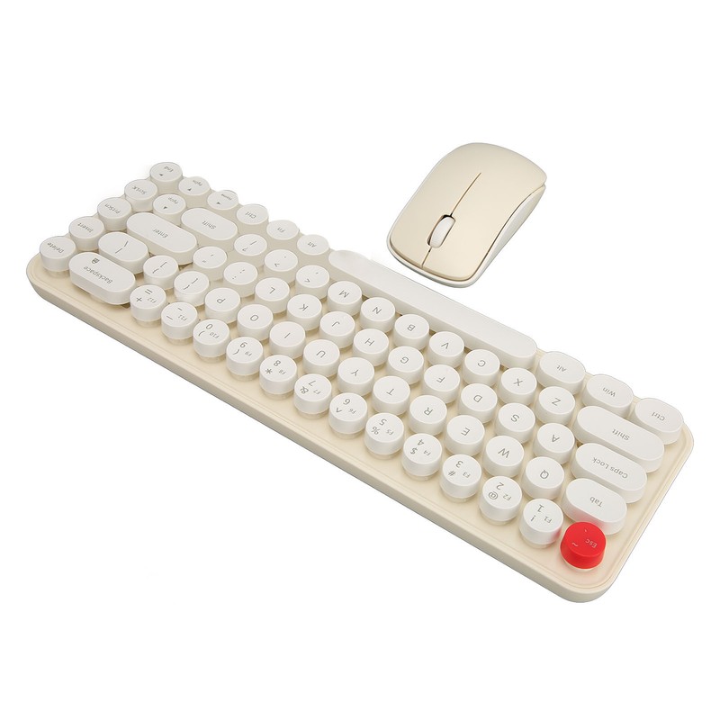 Wireless Keyboard Mouse Combo Mini Portable Retro Silent 2.4G Wireless
