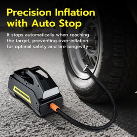 Mcbazel Tire Inflator Portable Air Compressor, 150PSI Cordless Air Pump with Digital Gauge & Emergency LED Light, Auto Shut-off Tire Pump for Cars, Motorcycles, Bikes, Balls