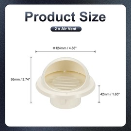 PATIKIL 3" Round Soffit Air Vents, 2 Pcs PVC Louver Vent Cover Wall Vent Outside Caps Removable Half Spherical Dryer Air Vent Cap for Exhaust Air Ventilation HVAC System Outlet, White