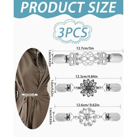 JUKOTA 3 Stück Cardigan Clips, Vintage Kleider Clip Pullover Clip Schal-Kleider Clips Blusen Clips Broschen für Kleidung Silberne Strickjacke Clips für Damen und Mädchen
