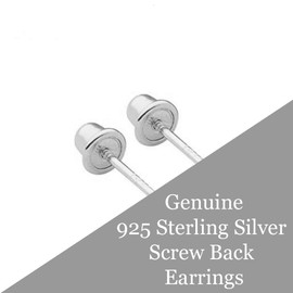 Sterling Silver Cubic Zirconia Solitaire CZ Stud Earrings with Screw Backs (3mm)