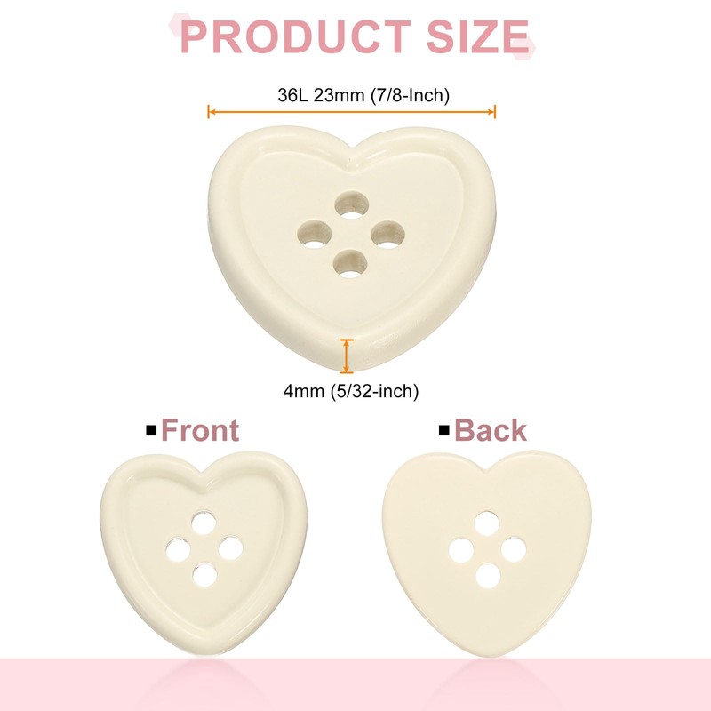sourcing map 40pcs Heart Resin Sewing Button, 23mm 5/8" 4