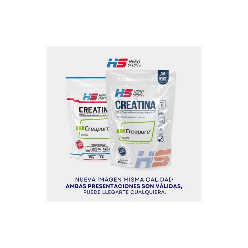 Hero Sport Creatina 450g Creapure Pure Creatine Monohydrate Powder, 90