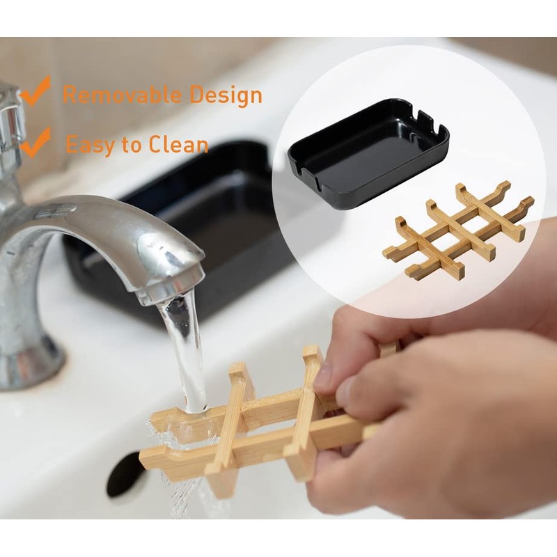 Sansnow Modern Removable Soap Holder, Bamboo Fiber Sponge/Soap Dishes for