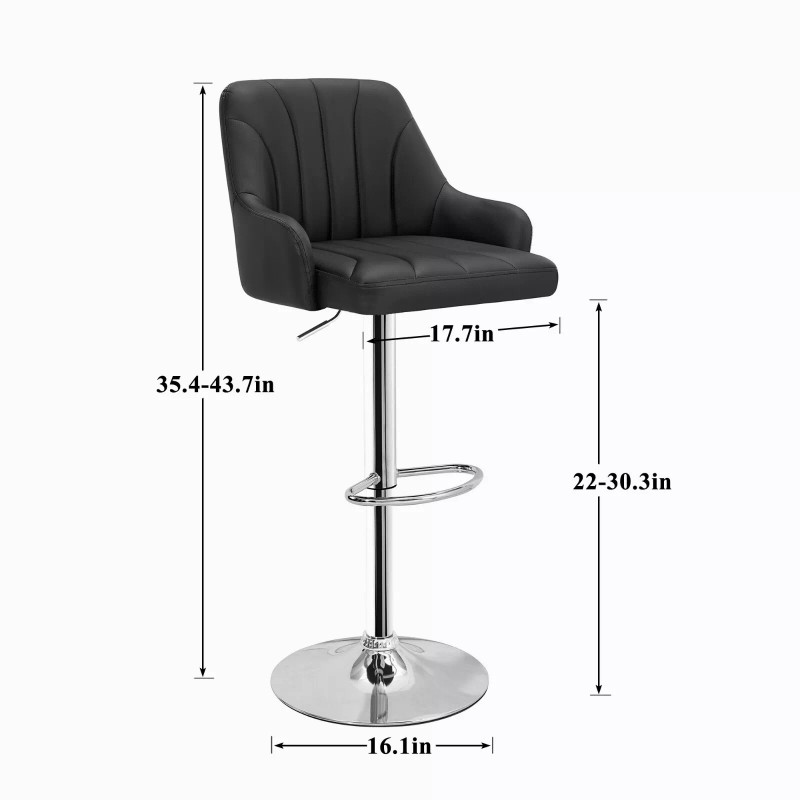 VECELO Bar Stools Set of 2 Adjustable Counter Kitchen Dining