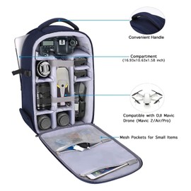 MOSISO Camera Backpack, DSLR/SLR/Mirrorless Photography Camera Bag 15-16 inch Waterproof Hardshell Case with Tripod Holder&Laptop Compartment Compatible with Canon/Nikon/Sony, Navy Blue