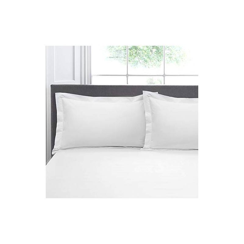 Appletree Pair of Oxford Pillowcases, 100% Cotton White, 76 x