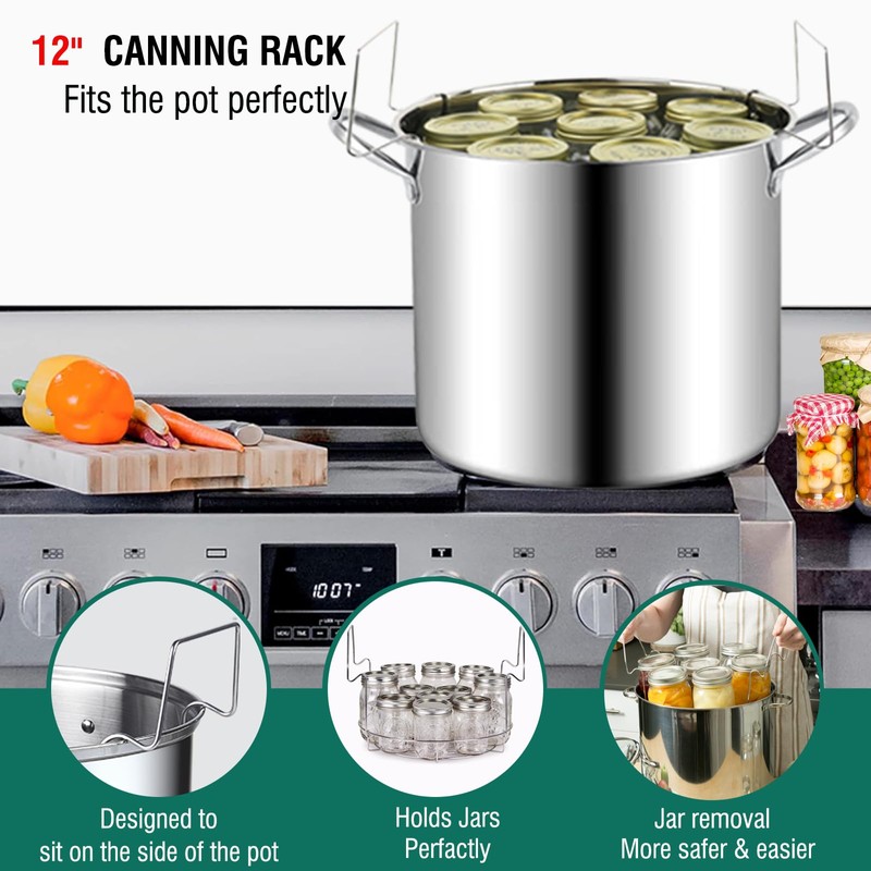 LEONICE Canning Supplies Starter Kit,Water Bath Canning Pot with Rack