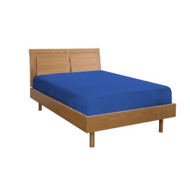 Zer0bed, Fitted Sheet with Corners, Plain Colour, 100% Cotton, Maxi Corner 30 cm, Queen, Royal, 130 x 200 cm